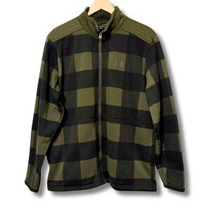 Under Armour Men's ColdGear Full‑Zip Fleece Jacket | Size XL | Olive/Black Plaid